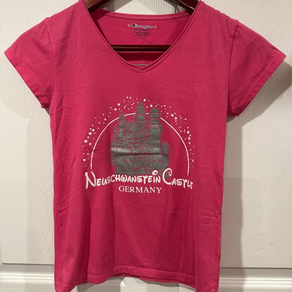 Neuschwanstein Castle Germany Youth Pink T-Shirt Size L (10-12) 276